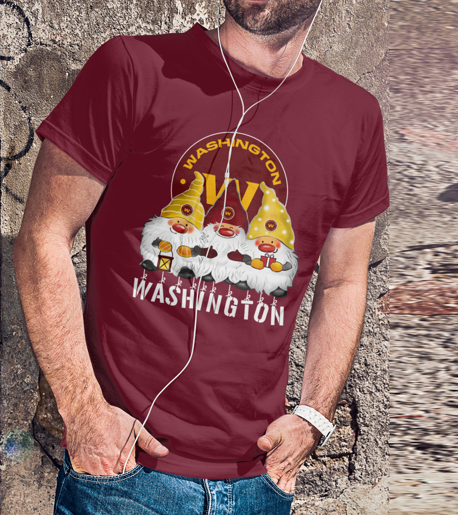 Washington Football Team Christmas Holiday Gnomes W T-Shirt