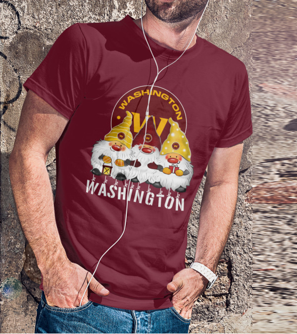 Washington Football Team Christmas Holiday Gnomes W T-Shirt