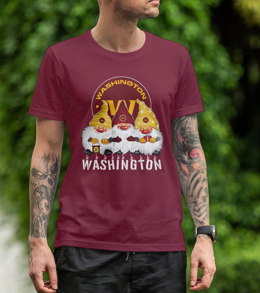 Washington Football Team Christmas Holiday Gnomes W T-Shirt