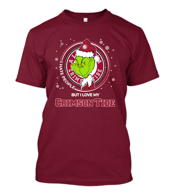 Christmas Grinch Santa I Hate People But I Love My Alabama Crimson Tide T-Shirt