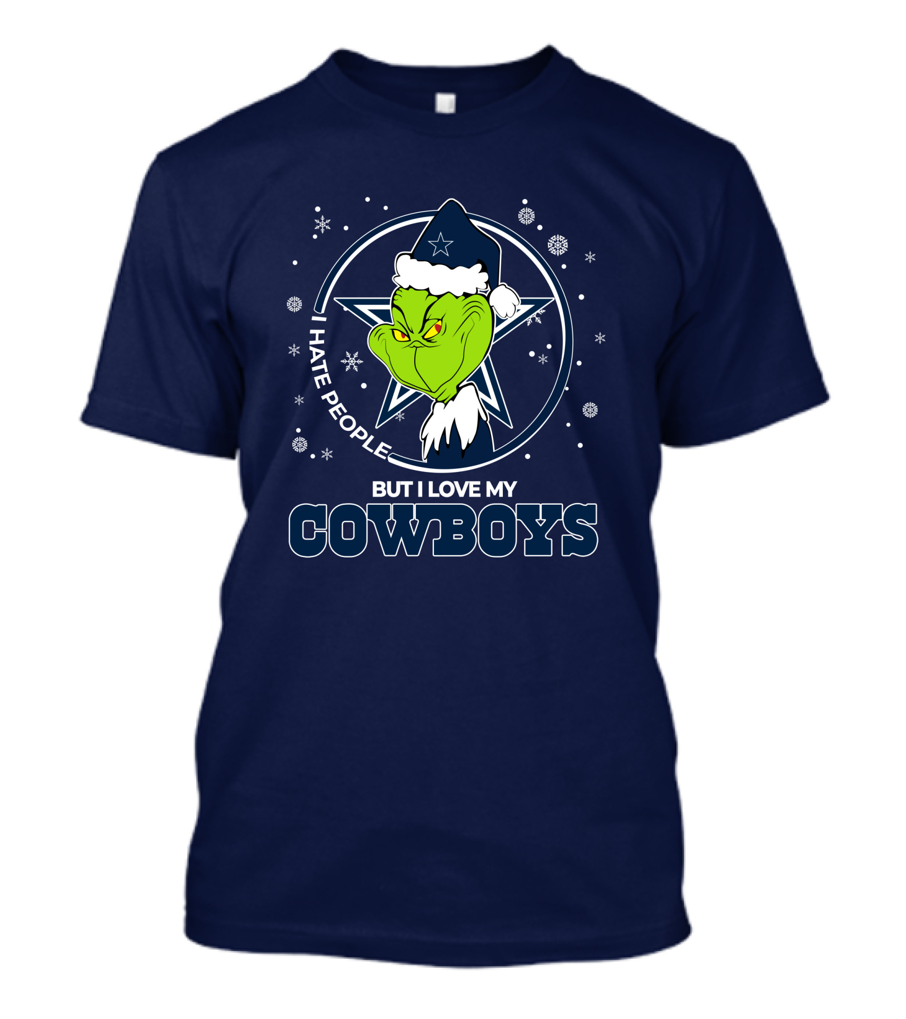 I Hate People But I Love My Dallas Cowboys Grinch Santa Christmas T-Shirt
