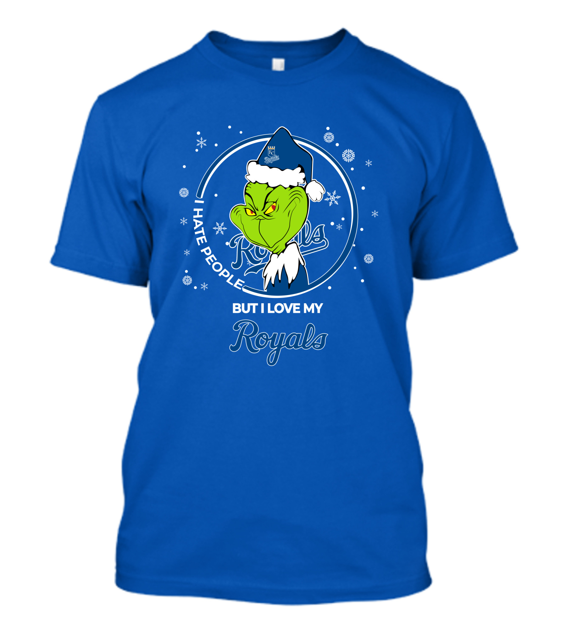 Christmas Grinch Santa I Hate People But I Love My Kansas City Royals T-Shirt