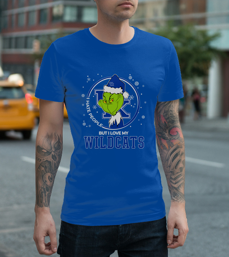Grinch Santa I Hate People But I Love My Kentucky Wildcats T-Shirt