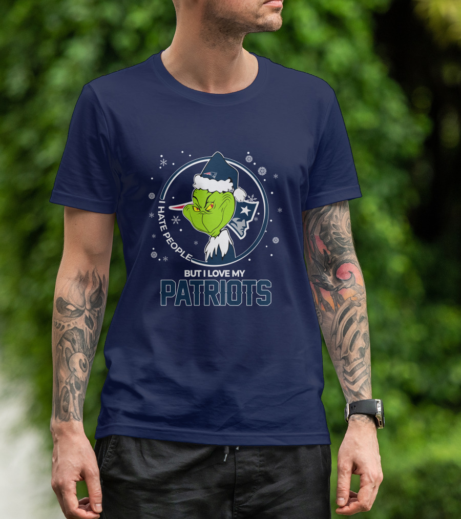 Christmas Grinch I Hate People But I Love My Patriots T-Shirt