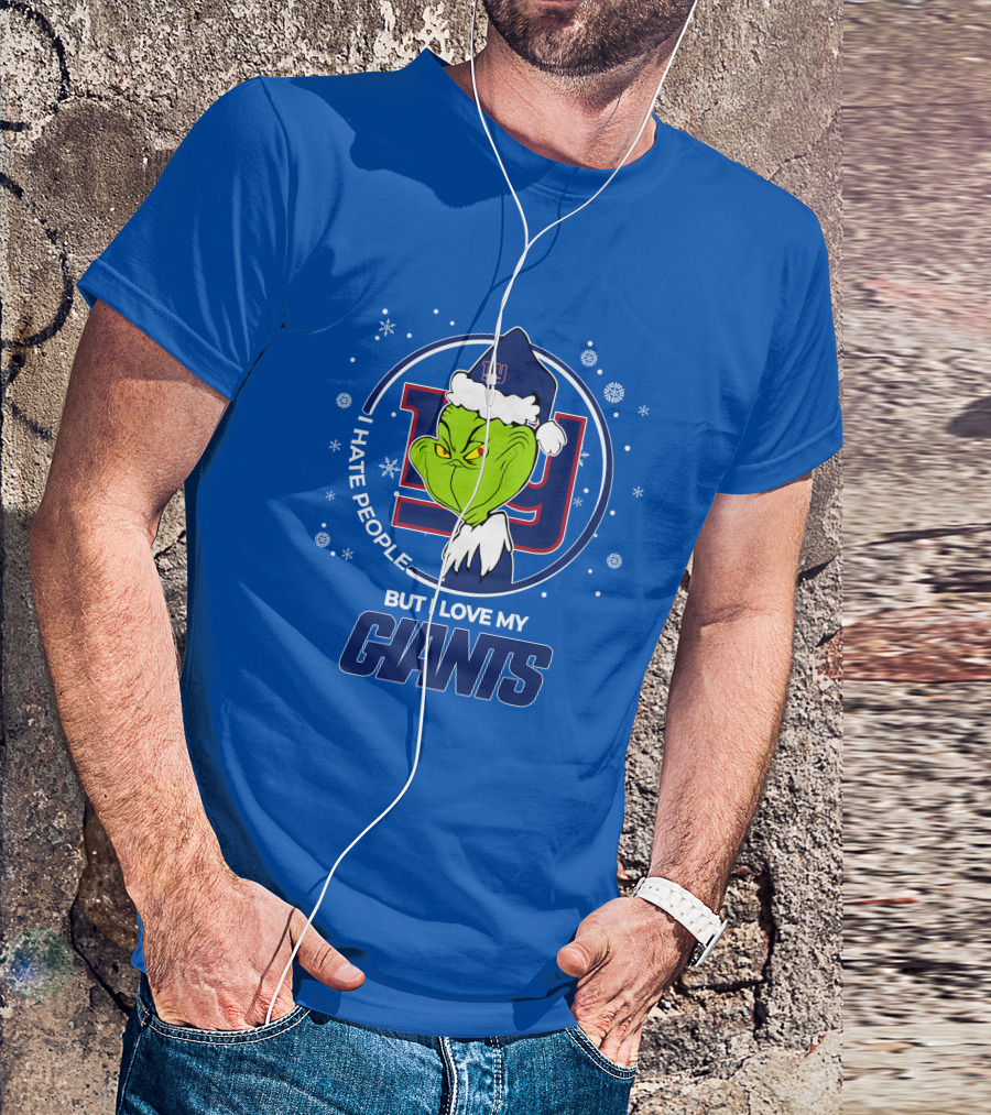 Grinch Santa I Hate People But I Love My New York Giants T-Shirt