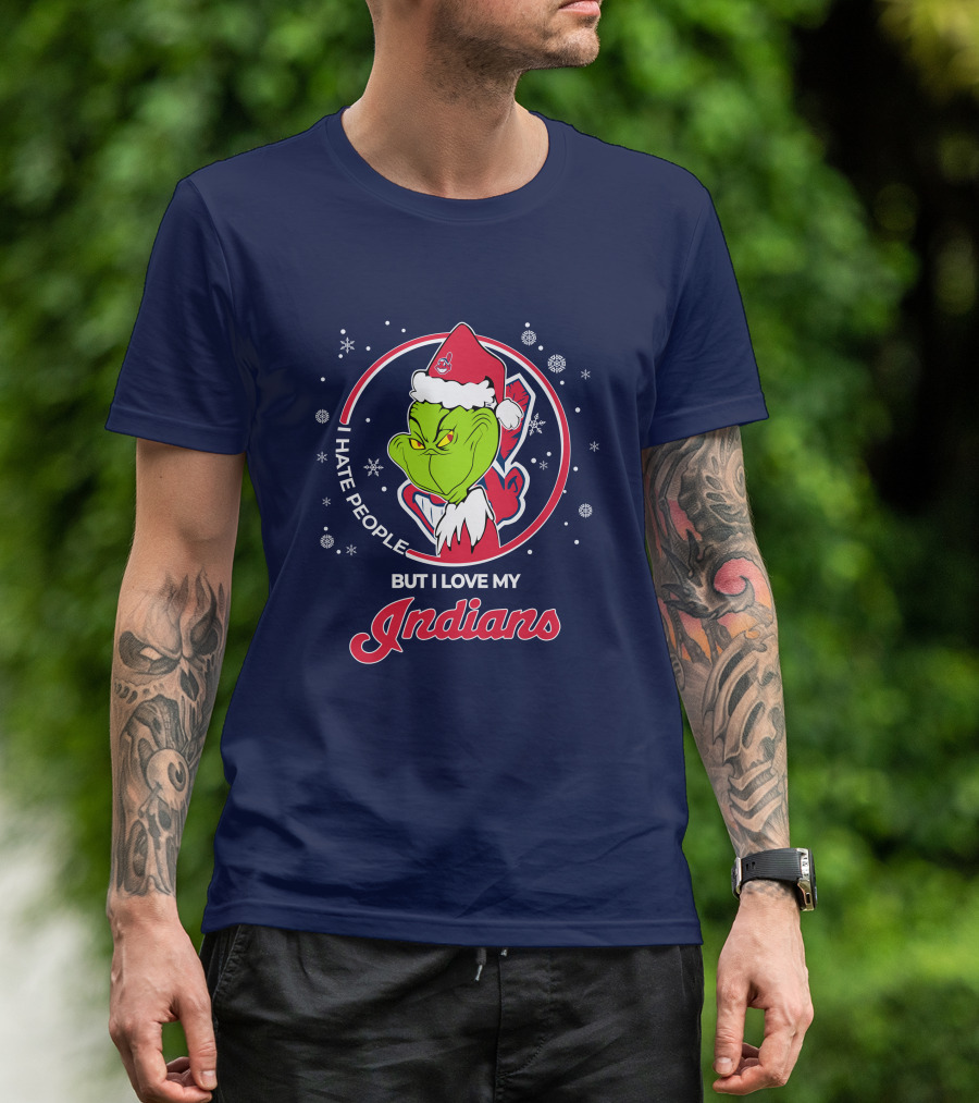 I Hate People But I Love My Indians Christmas Grinch Santa T-Shirt