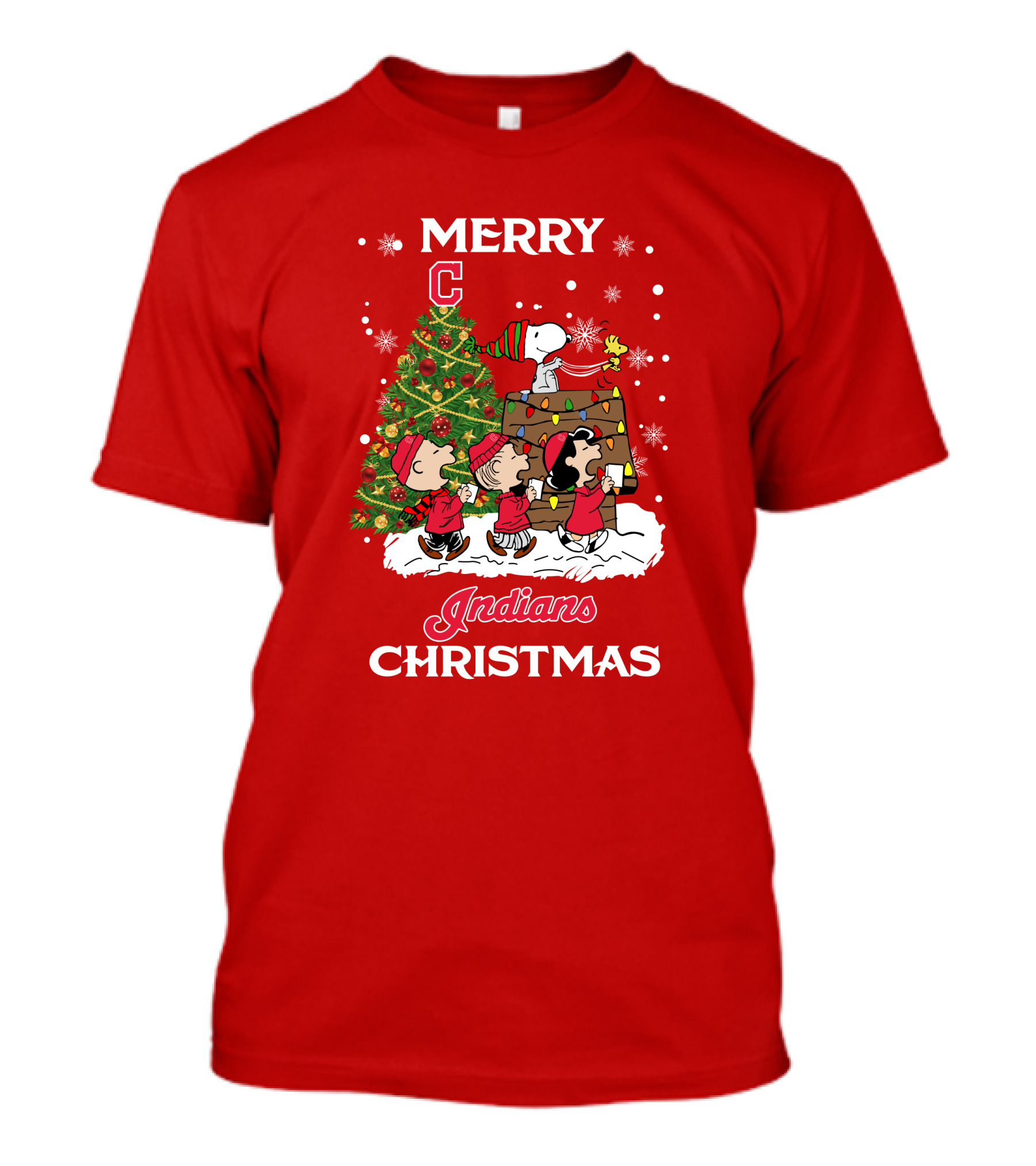 Merry Christmas Indians Snoopy Peanuts Tree Celebration T-Shirt