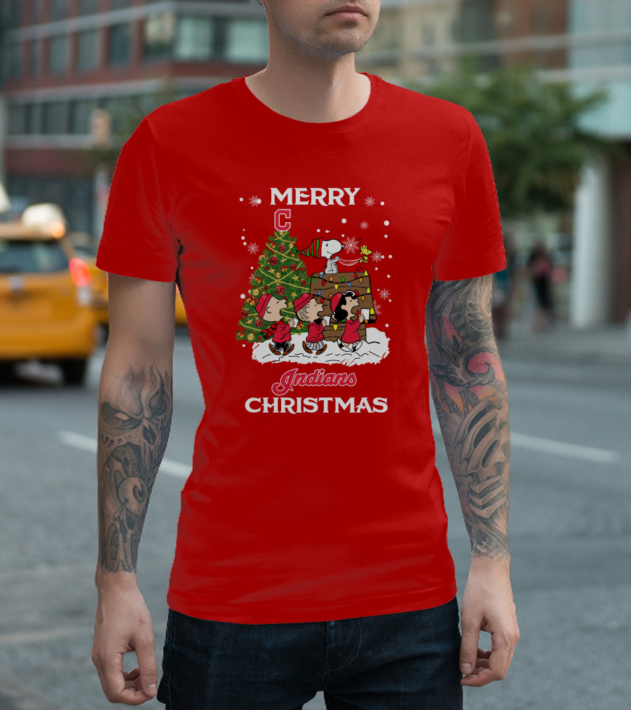 Merry Christmas Indians Snoopy Peanuts Tree Celebration T-Shirt