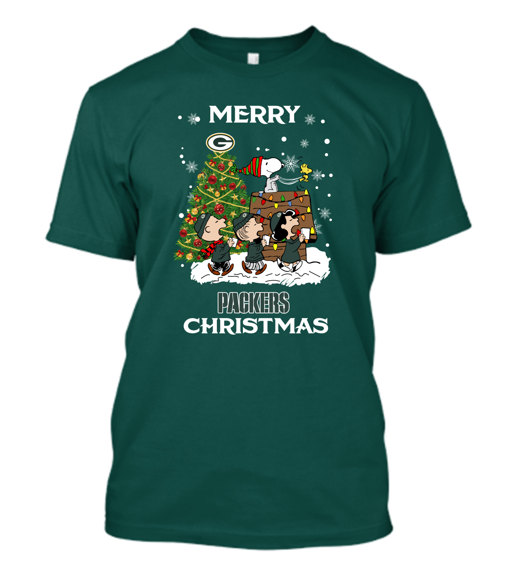 Merry Christmas Green Bay Packers Peanuts Christmas Tree T-Shirt