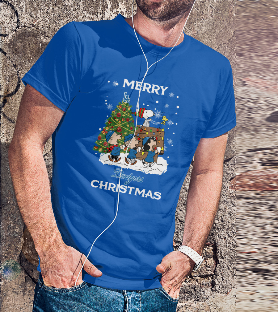 Merry Dodgers Christmas Peanuts Los Angeles Tree T-Shirt