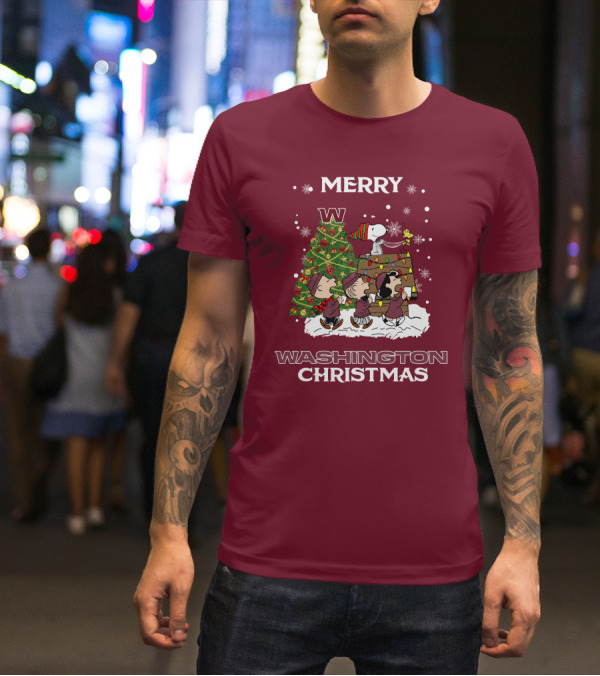 Merry Washington Christmas Tree Featuring Peanut Characters T-Shirt