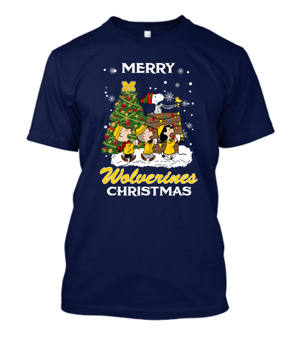 Merry Wolverines Christmas Peanuts Tree Celebration T-Shirt