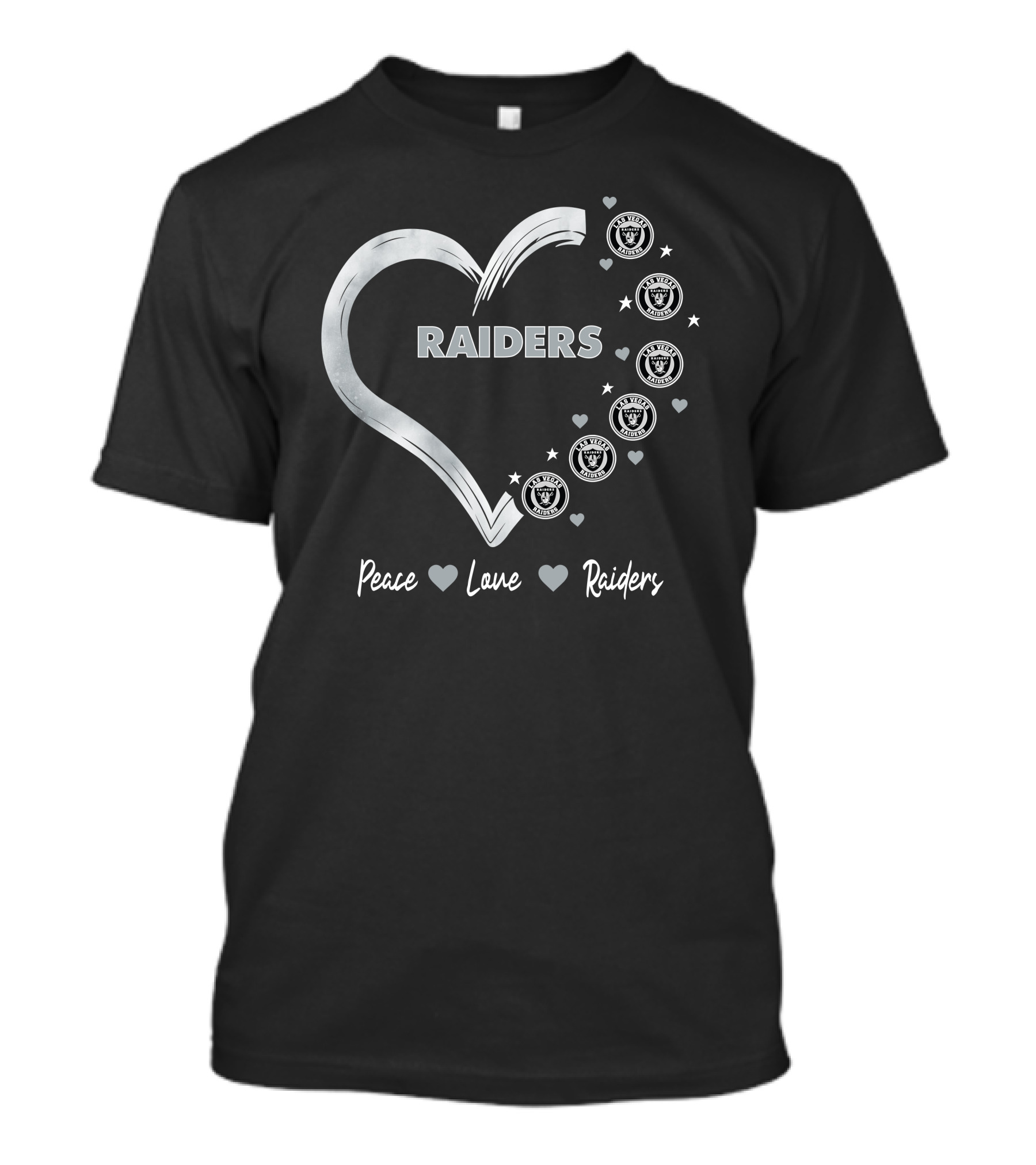 Peace Love Raiders Heart Las Vegas Raiders T-Shirt