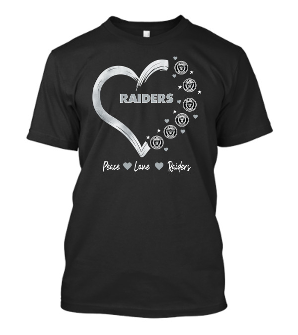 Peace Love Raiders Heart Las Vegas Raiders T-Shirt