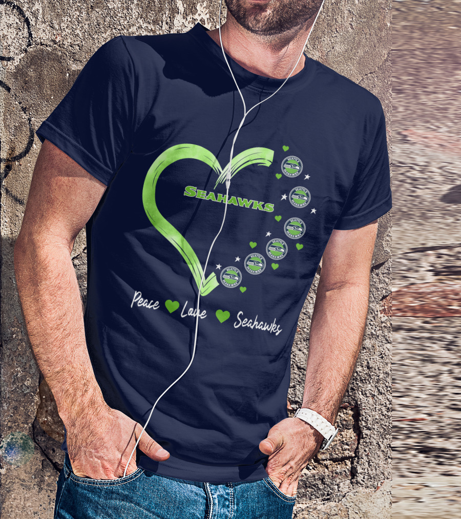 Peace Love Seahawks Seattle Seahawks Hearts T-Shirt