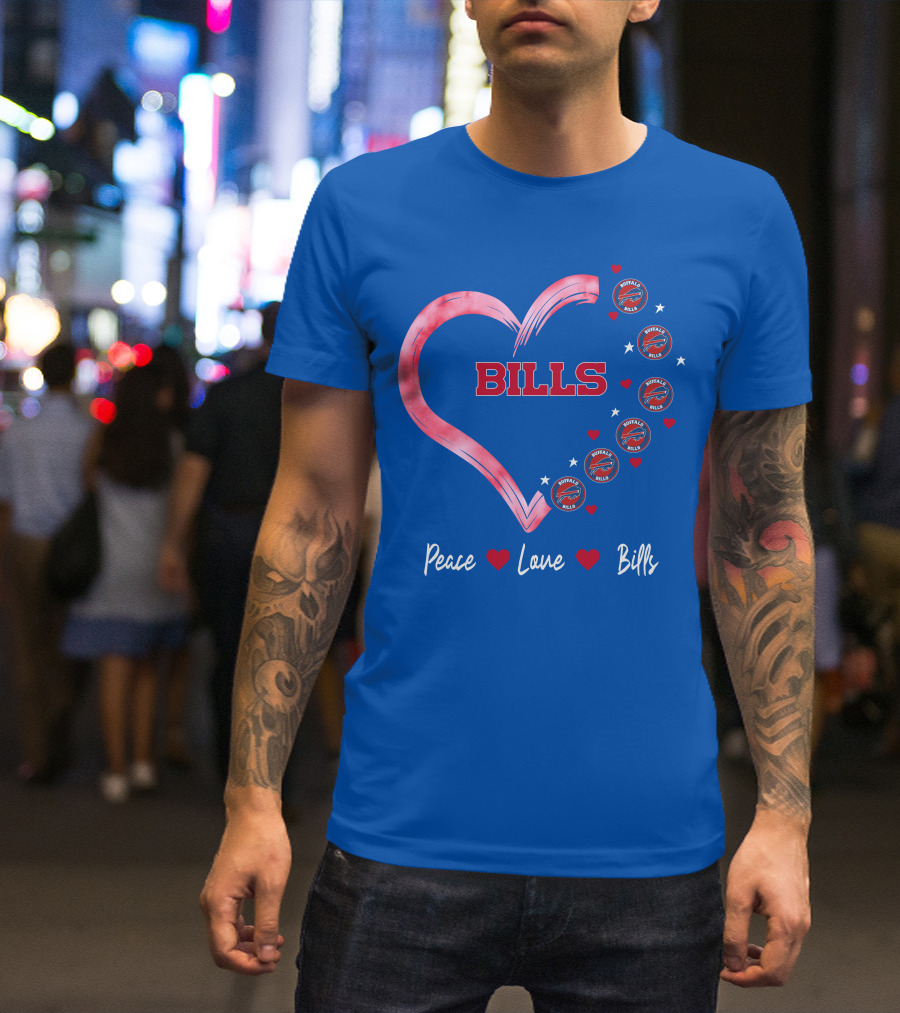 Peace Love Bills Heart Logo Buffalo Bills T-Shirt
