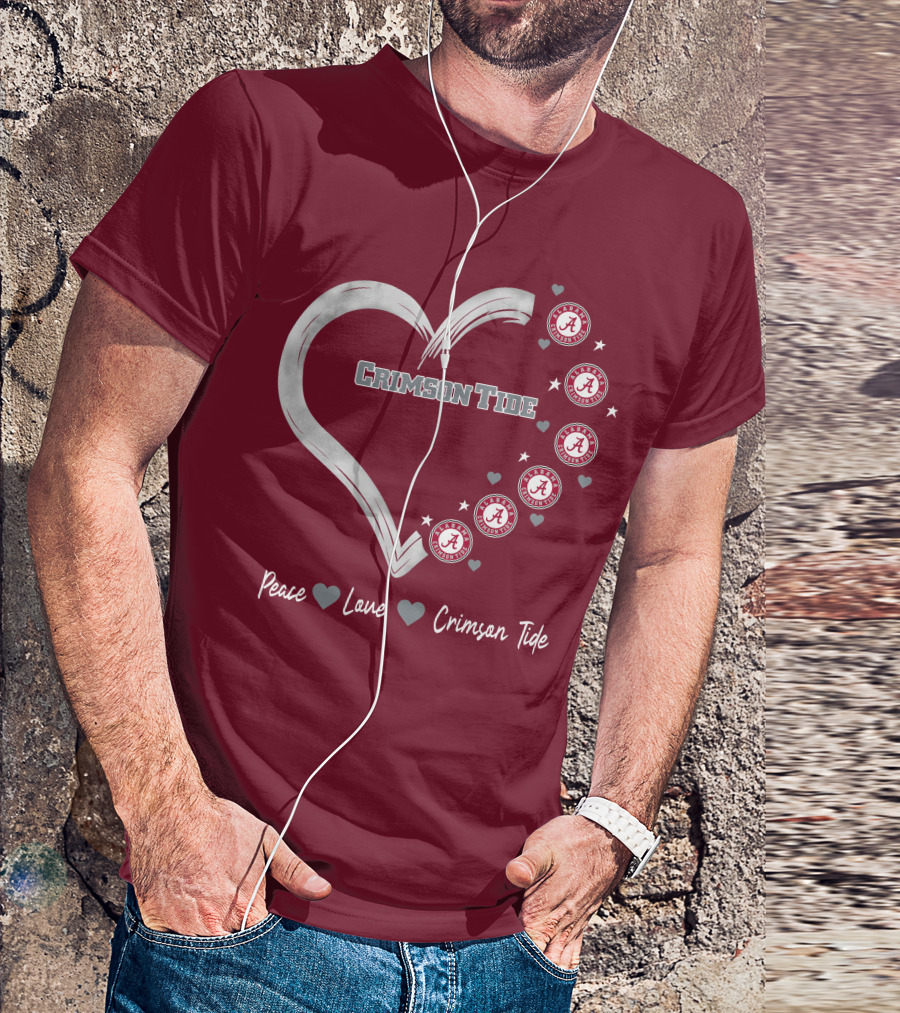 Peace Love Heart Alabama Crimson Tide T-Shirt