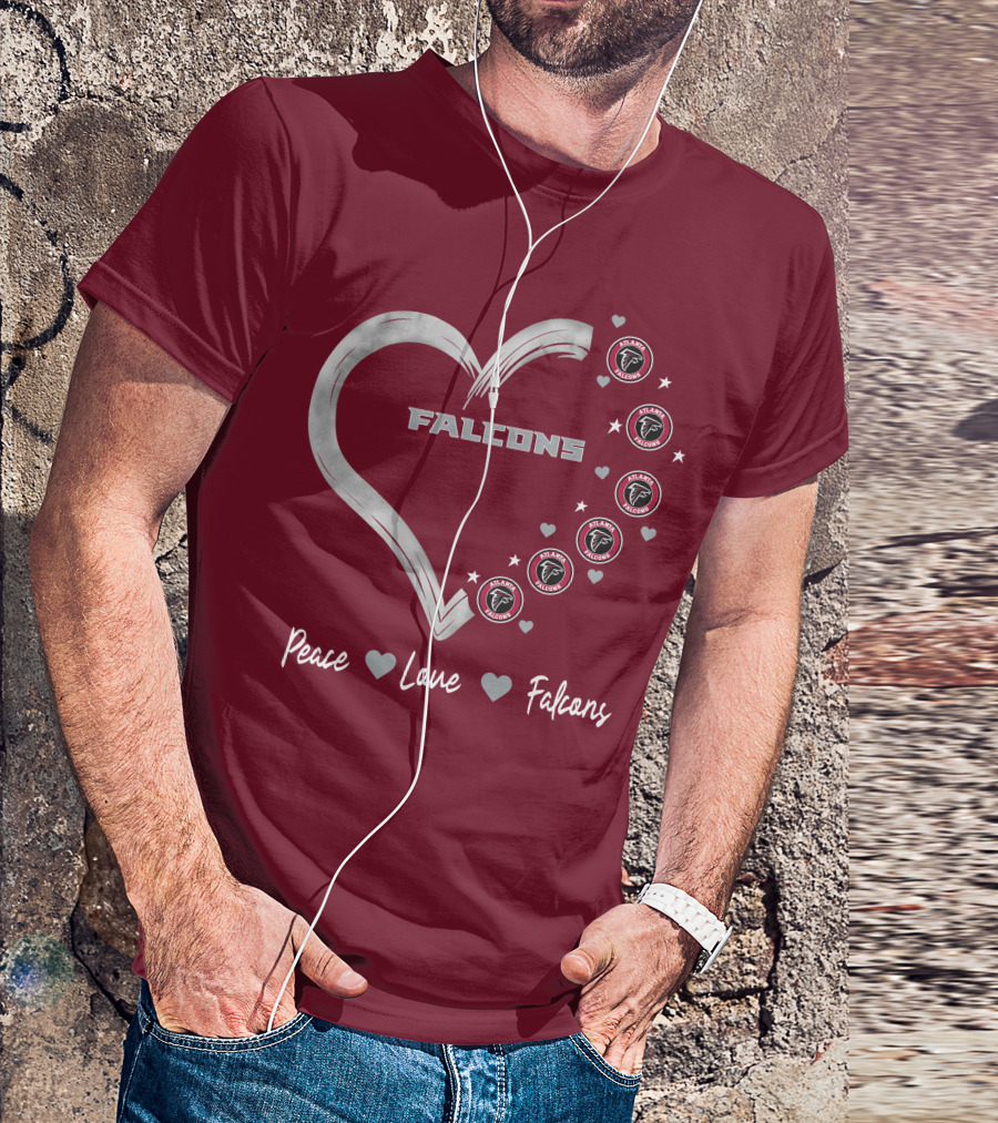 Peace Love Falcons Heart With Atlanta Falcons T-Shirt