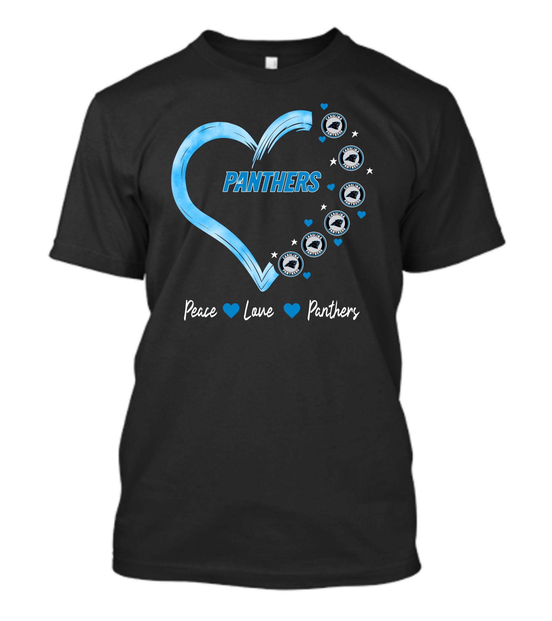 Peace Love Carolina Panthers Heart Logo Fan T-Shirt