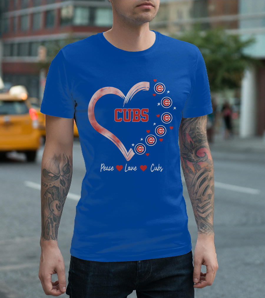 Peace Love Heart Cubs Chicago Cubs T-Shirt