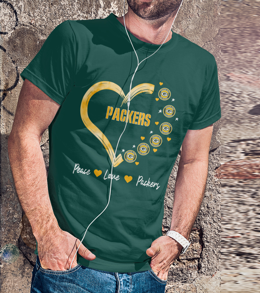 Peace Love Packers Green Bay Packers Heart T-Shirt