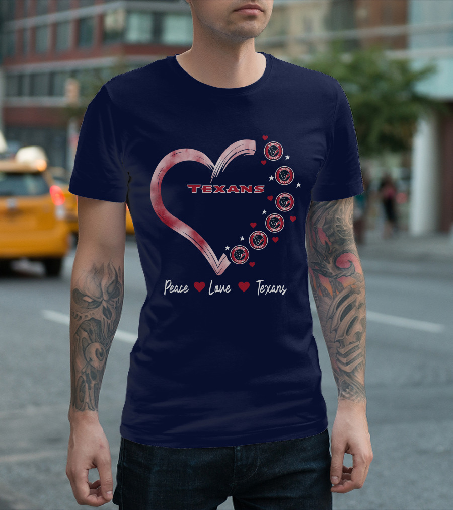 Peace Love Heart Houston Texans T-Shirt