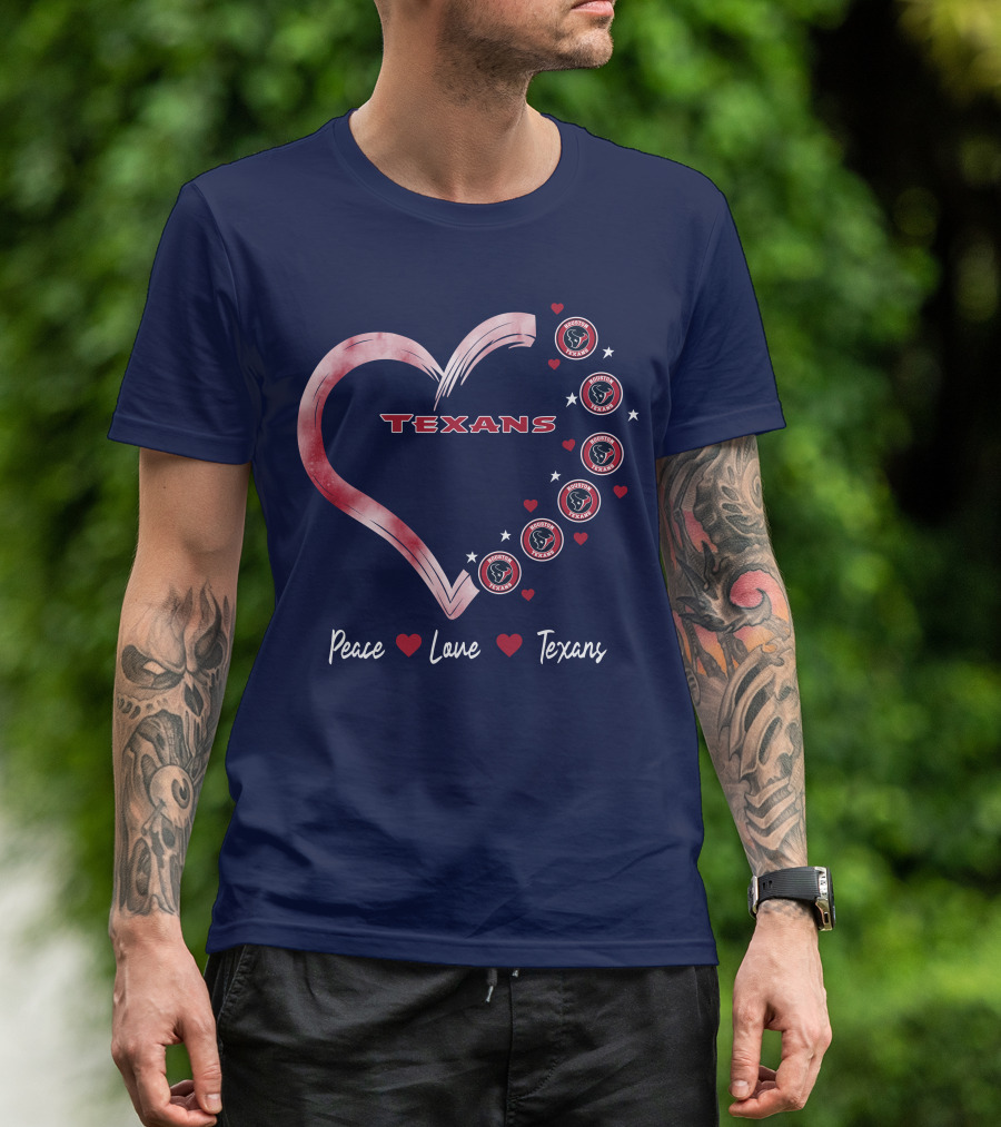 Peace Love Heart Houston Texans T-Shirt