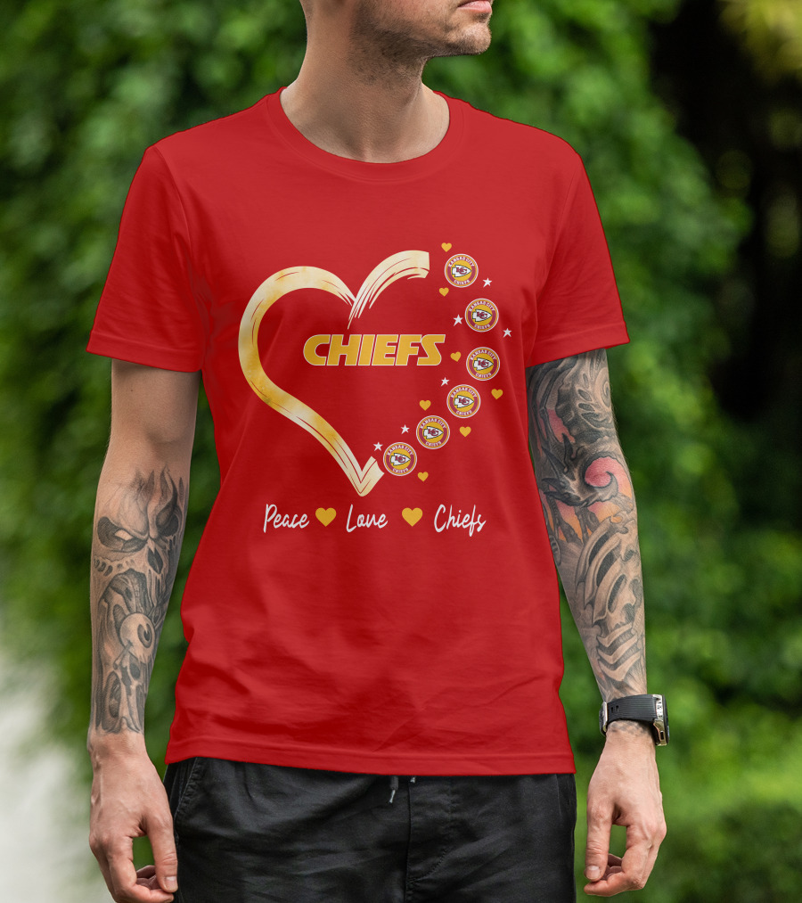 Peace Love Kansas City Chiefs Heart T-Shirt