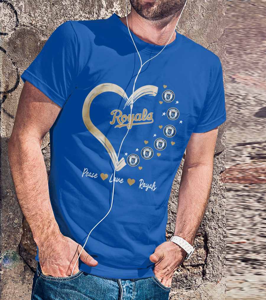Peace Love Royals Kansas City Royals Heart T-Shirt
