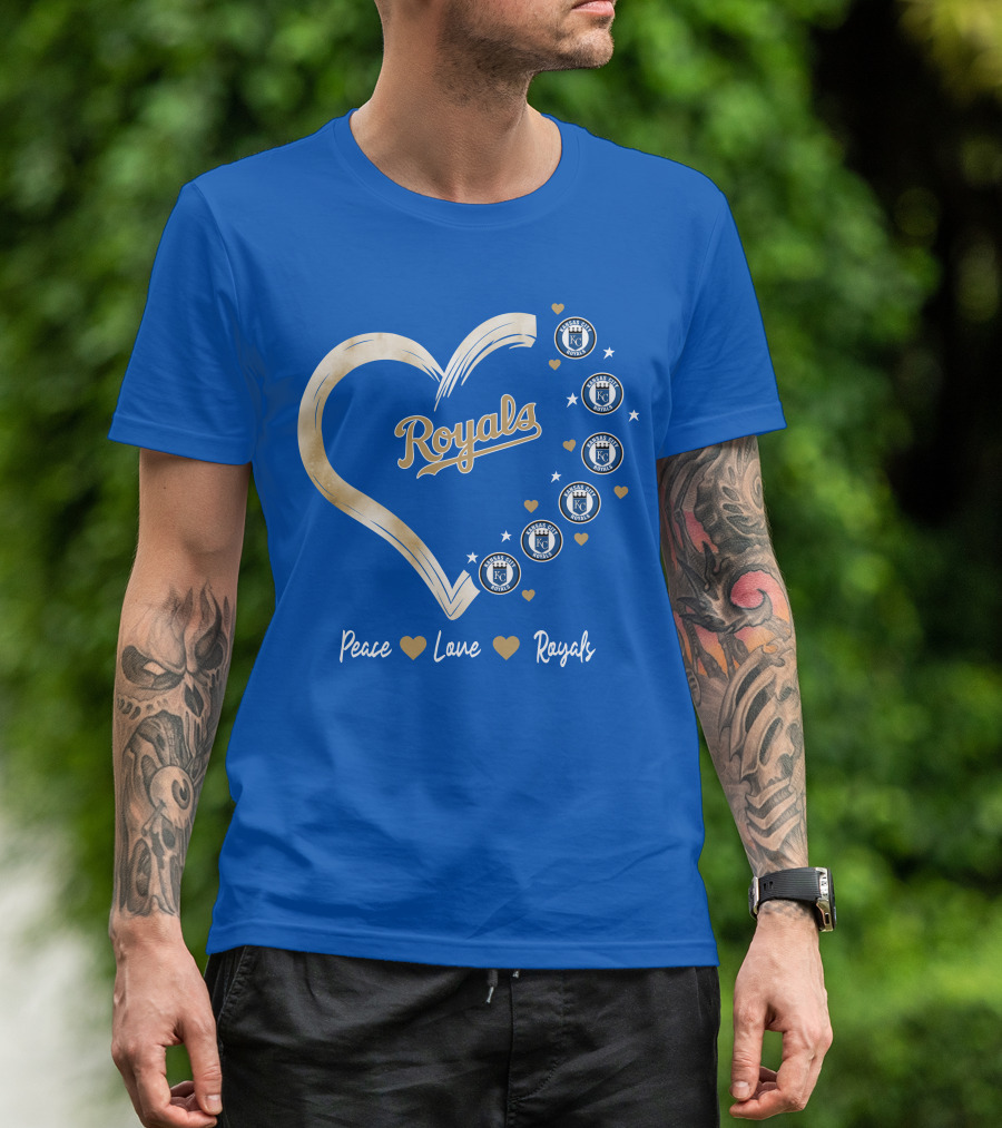 Peace Love Royals Kansas City Royals Heart T-Shirt
