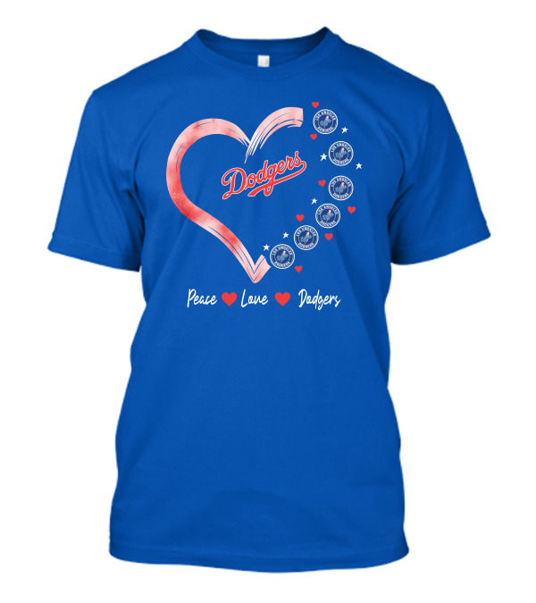 Peace Love Dodgers Heart Los Angeles Dodgers T-Shirt