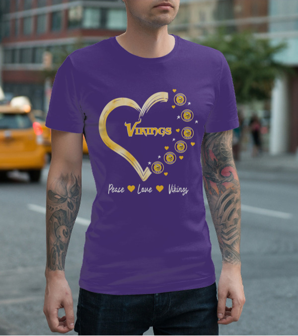 Peace Love Minnesota Vikings Heart T-Shirt
