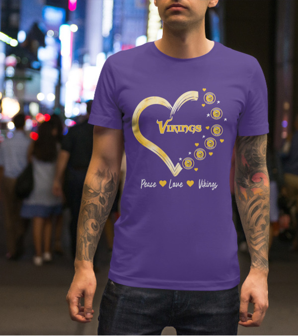Peace Love Minnesota Vikings Heart T-Shirt