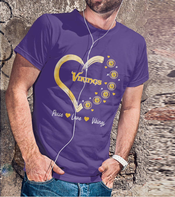 Peace Love Minnesota Vikings Heart T-Shirt