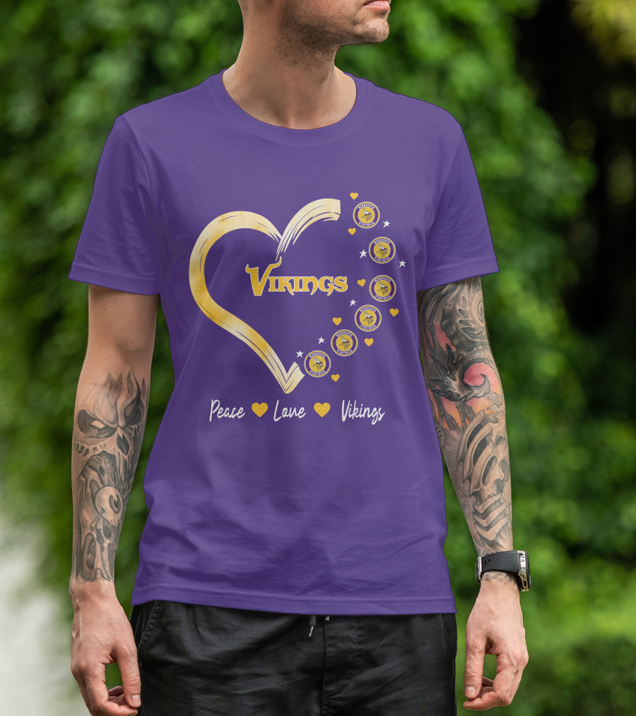 Peace Love Minnesota Vikings Heart T-Shirt