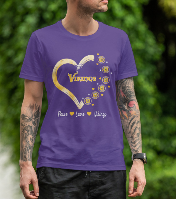 Peace Love Minnesota Vikings Heart T-Shirt