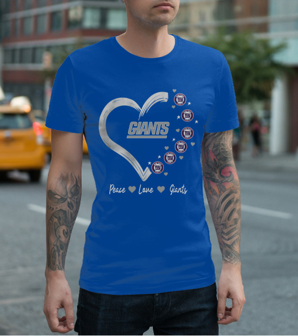 Peace Love Giants New York Giants Heart T-Shirt