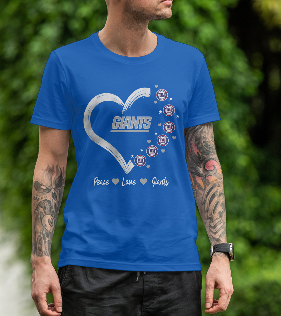 Peace Love Giants New York Giants Heart T-Shirt