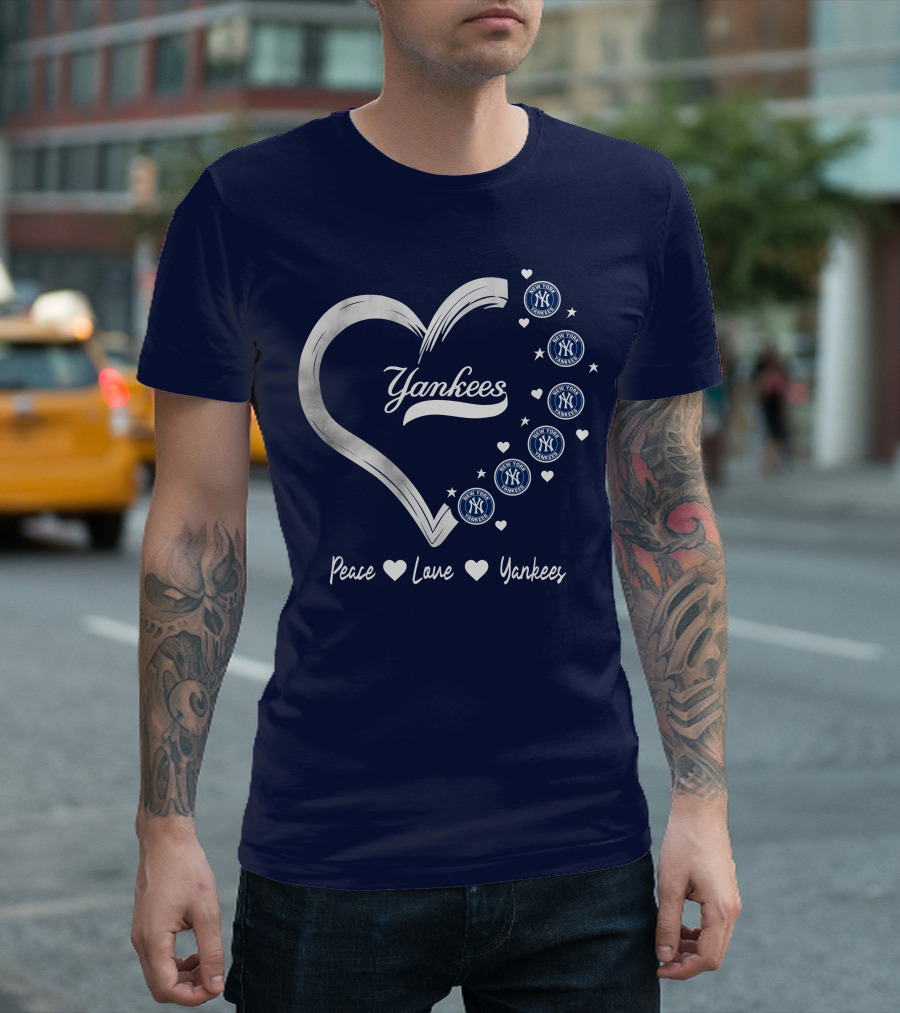 Peace Love Yankees Heart With New York T-Shirt