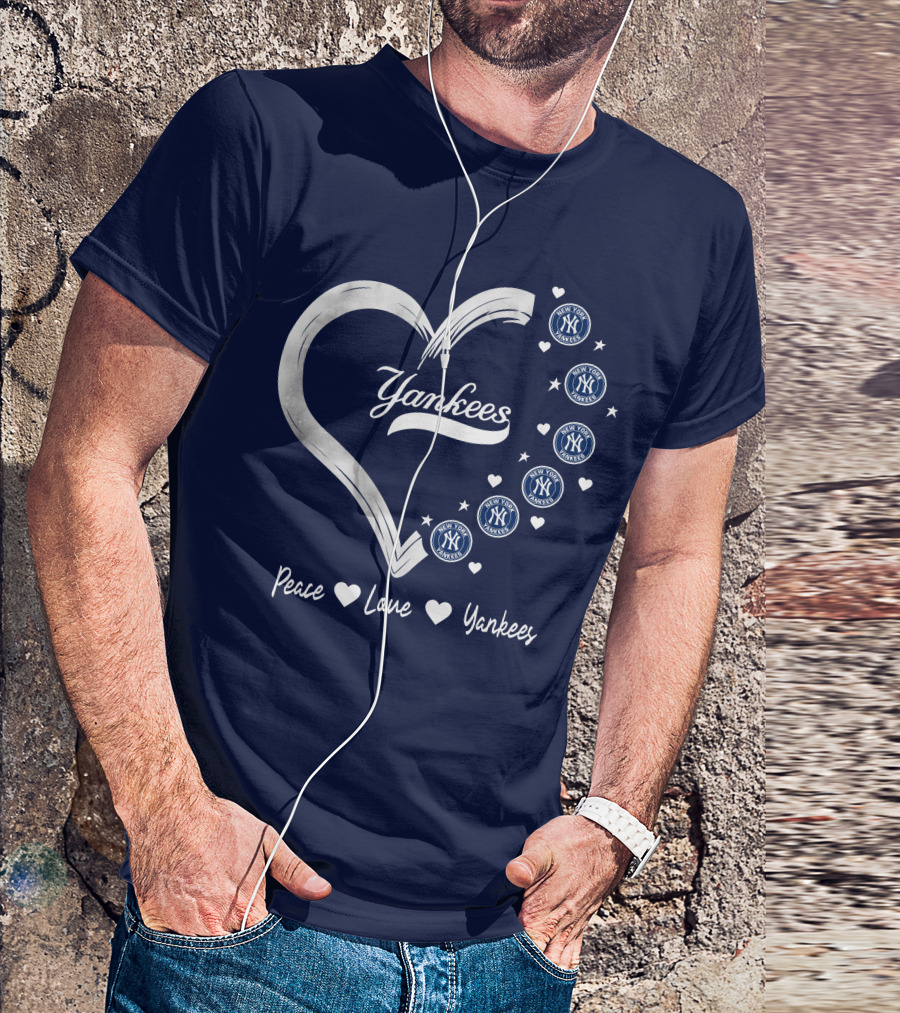 Peace Love Yankees Heart With New York T-Shirt