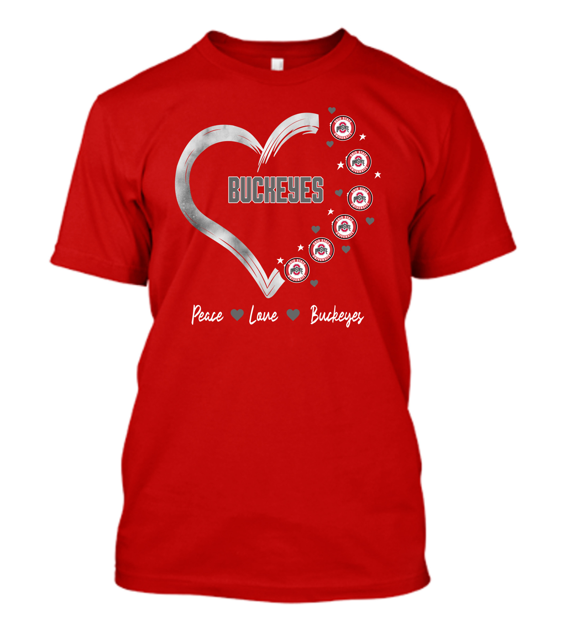 Peace Love Heart Buckeyes Ohio State Buckeyes T-Shirt