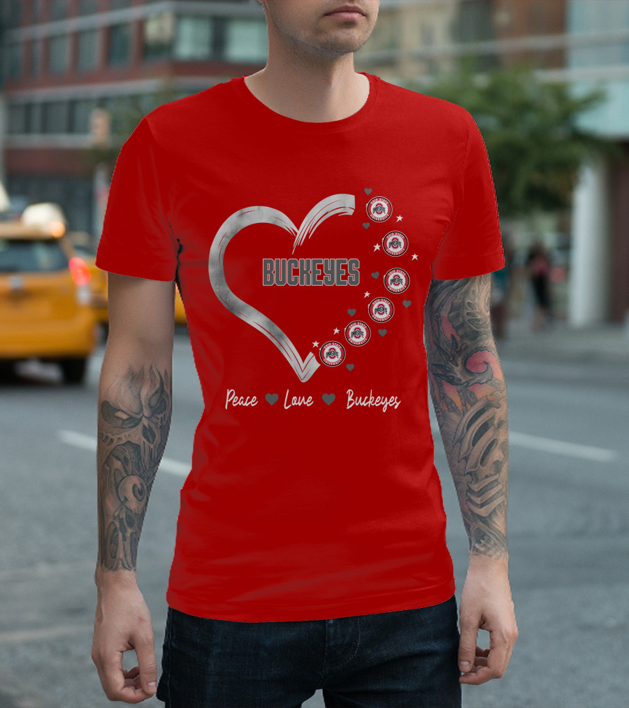 Peace Love Heart Buckeyes Ohio State Buckeyes T-Shirt