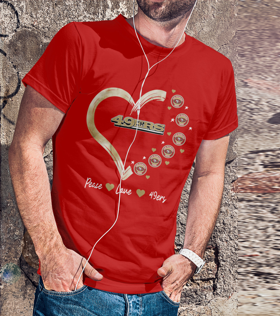 Peace Love Heart San Francisco 49ers Football Team T-Shirt