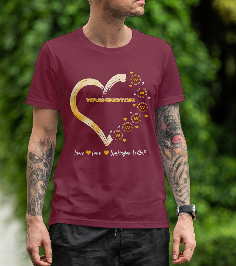 Peace Love Washington Heart And Team Circles T-Shirt