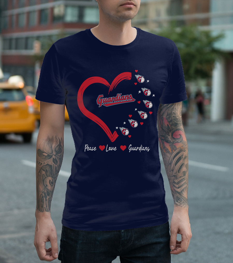 Peace Love Guardians Heart and Baseball T-Shirt