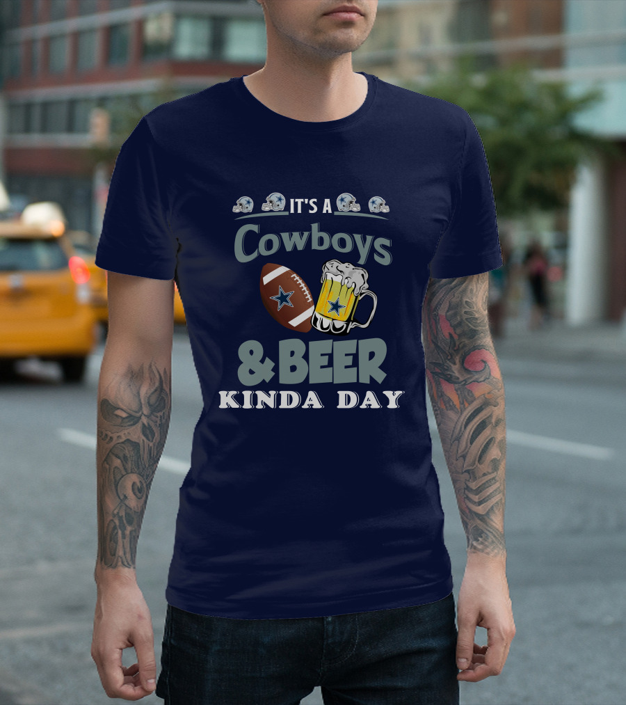 Dallas Cowboys Football Beer Kinda Day Football Helmet Star Mug T-Shirt