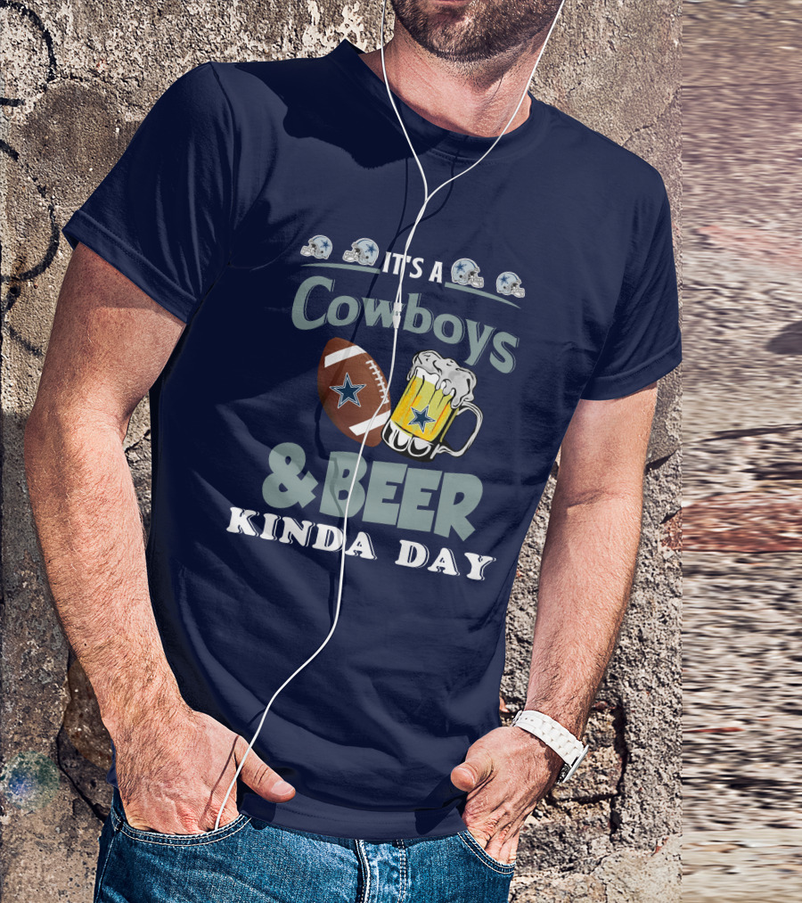 Dallas Cowboys Football Beer Kinda Day Football Helmet Star Mug T-Shirt