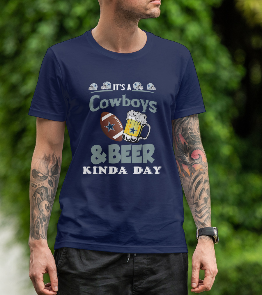 Dallas Cowboys Football Beer Kinda Day Football Helmet Star Mug T-Shirt