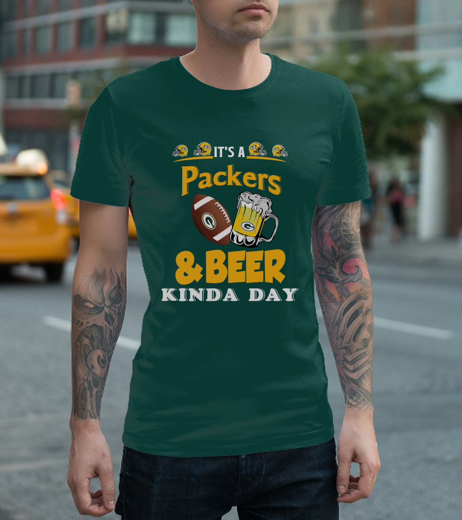 Green Bay Packers Football and Beer Kinda Day T-Shirt
