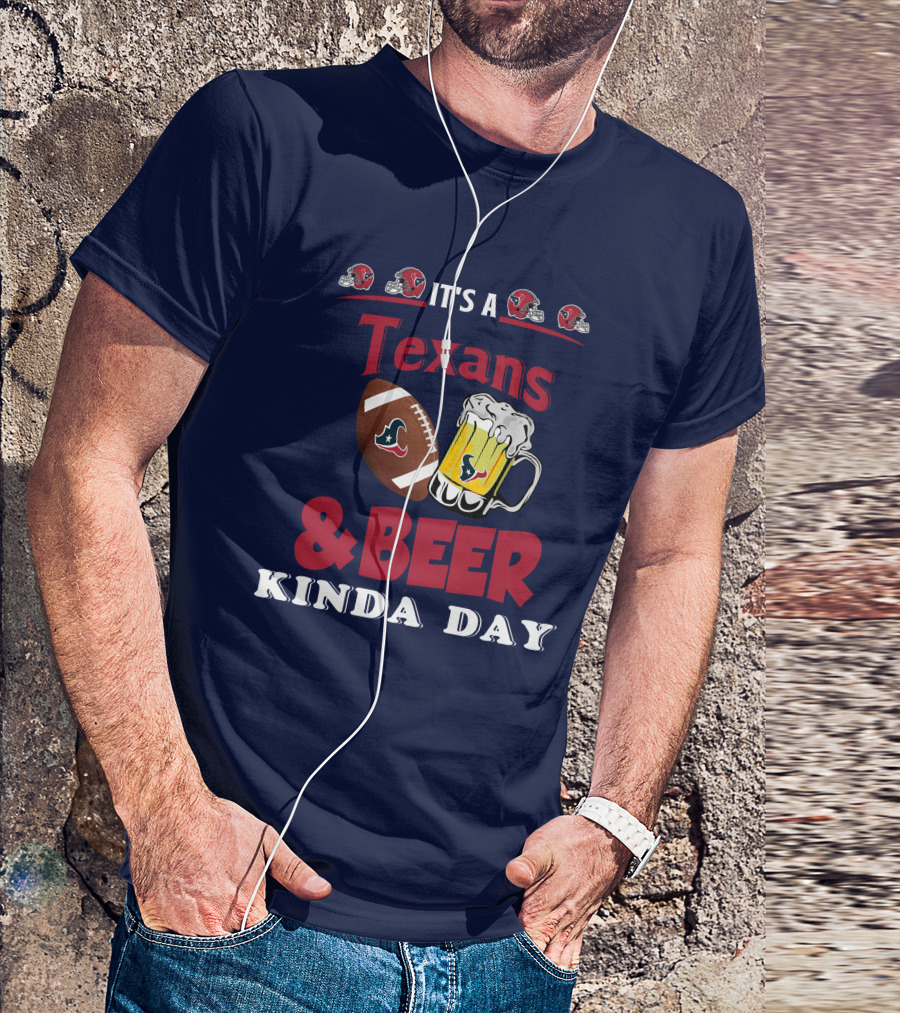 Houston Texans And Beer Football Fan Day With Helmets And Mug Icons T-Shirt